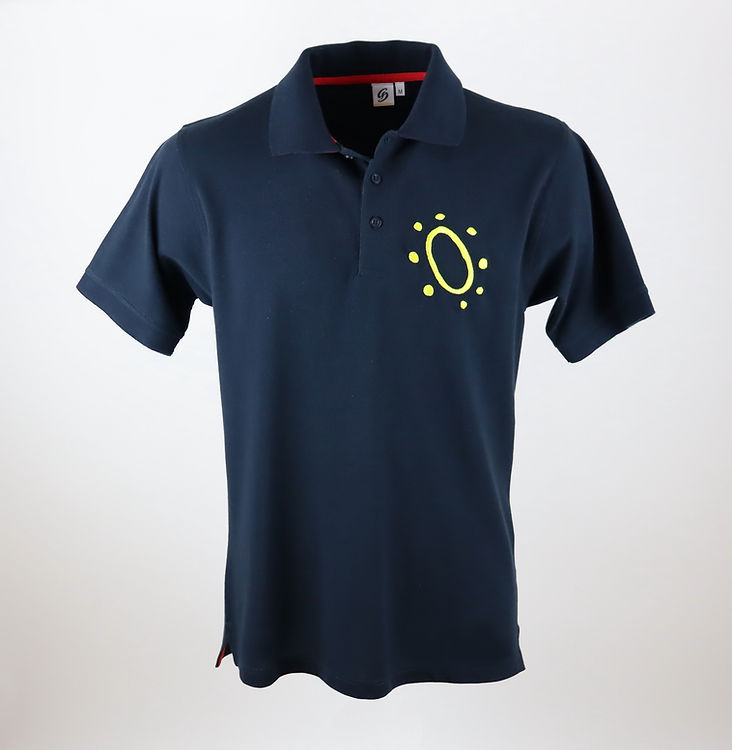 Polo Blu in Cotone 100% con Ricamo Sole - Manica Corta
